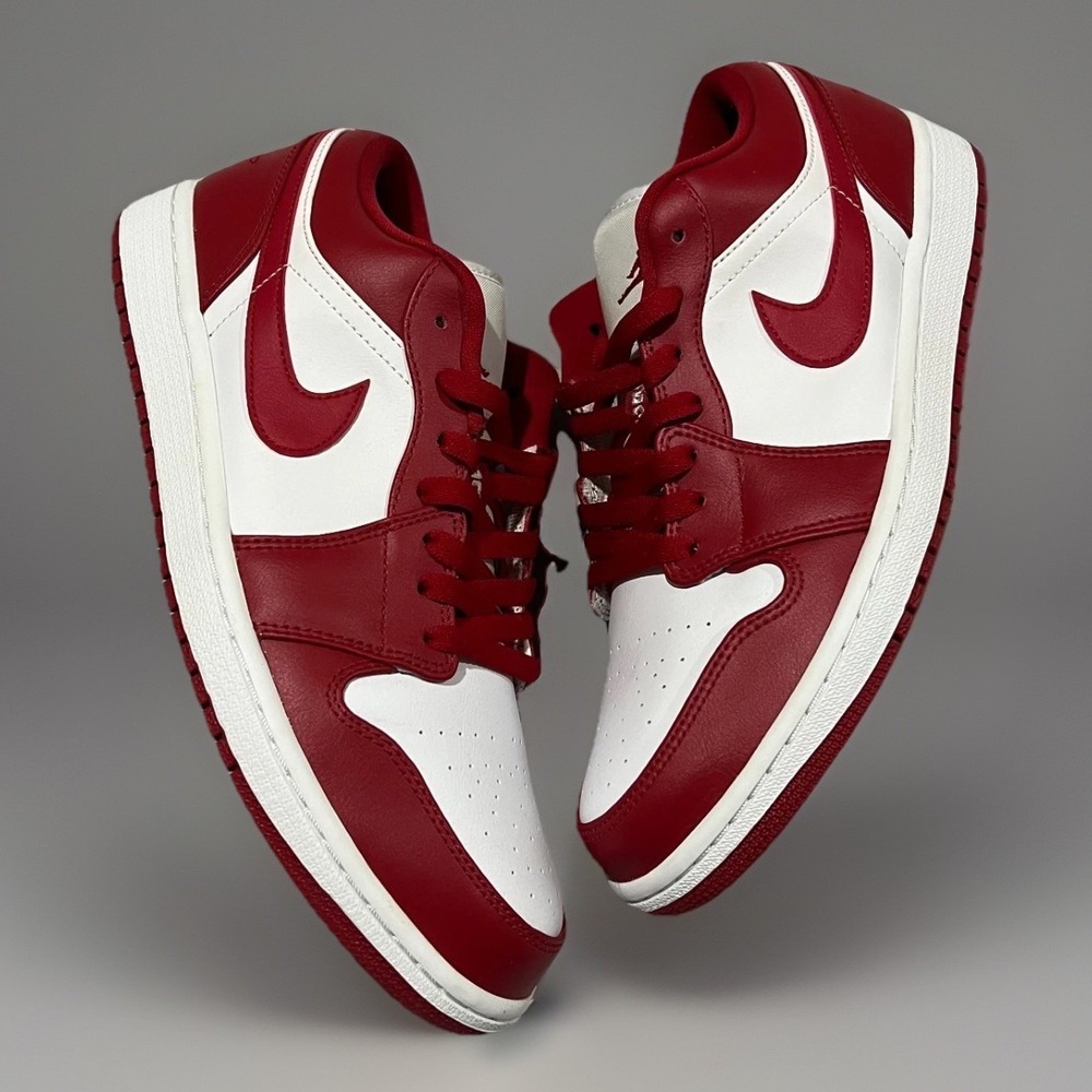 Nike Air Jordan 1 Low 553558-611 Mens Gym Red White Lace Up Sneakers Size 10.5